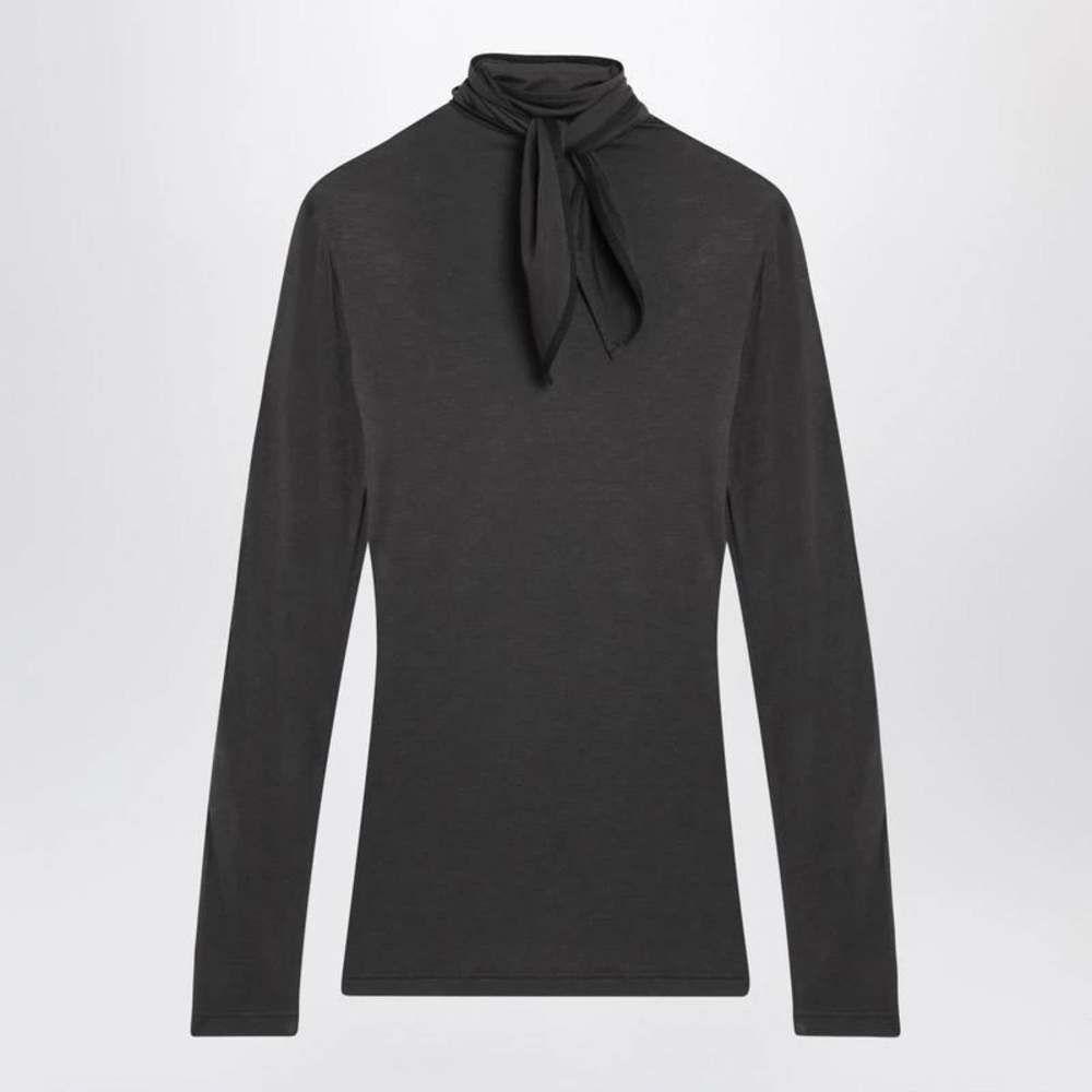 Mango Suit Women’s Black Mockneck Tie Detail Longsleeve XS / Small